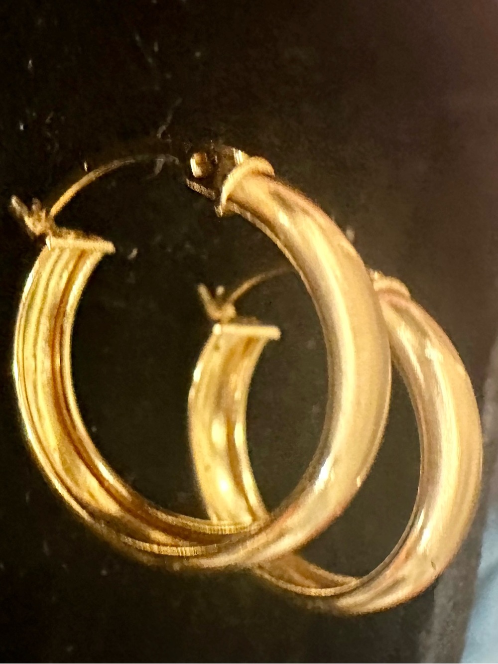 THICK WIDE 10K Solid Gold Hoop Earrings solid 10K thick hoops hoop earrings - Picture 3 of 11